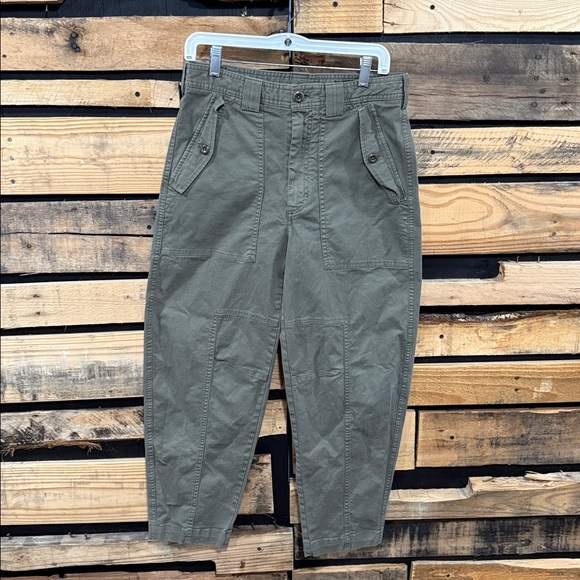 Banana‎ Republic Womens High Rise Relaxed Barrel Leg Cargo Pants 4 Olive Utility - Picture 2 of 8